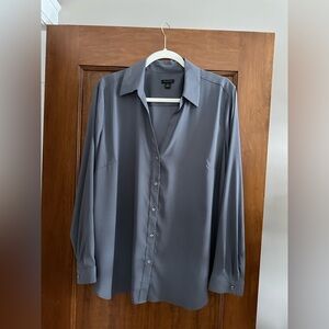 Ann Taylor Charcoal Button-Down Blouse